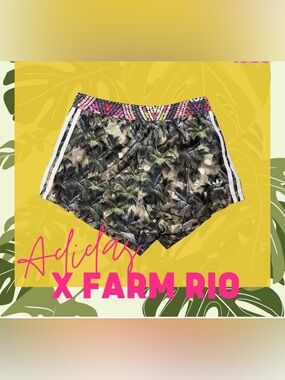 adidas Originals x FARM Rio Tropical Palm Print Shorts Size S